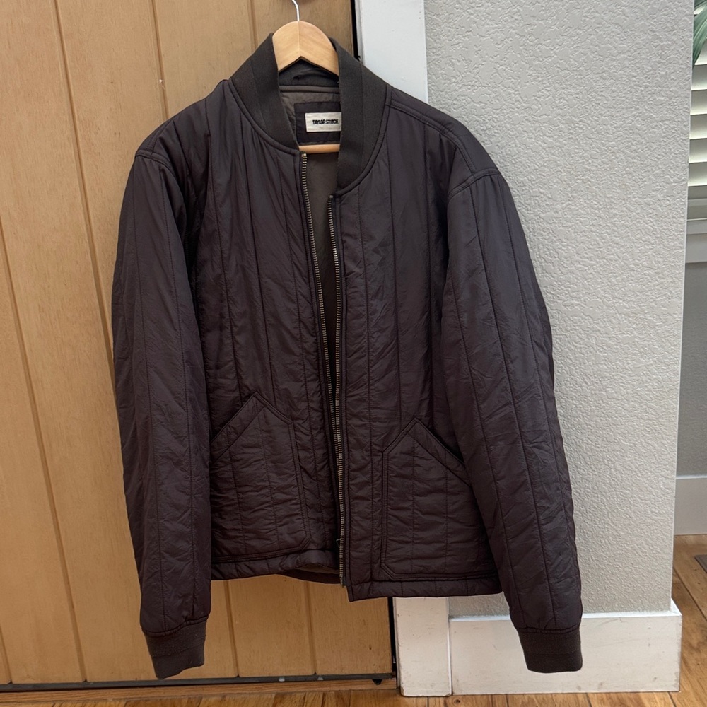 Taylor Stitch Dark Brown Quilted Bomber Jacket